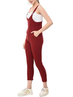 maroon solid dungaree - 15570006 - Standard Image - 2