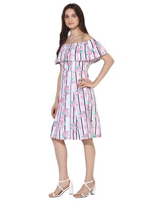 off shoulder printed dress - 15570088 - Standard Image - 2