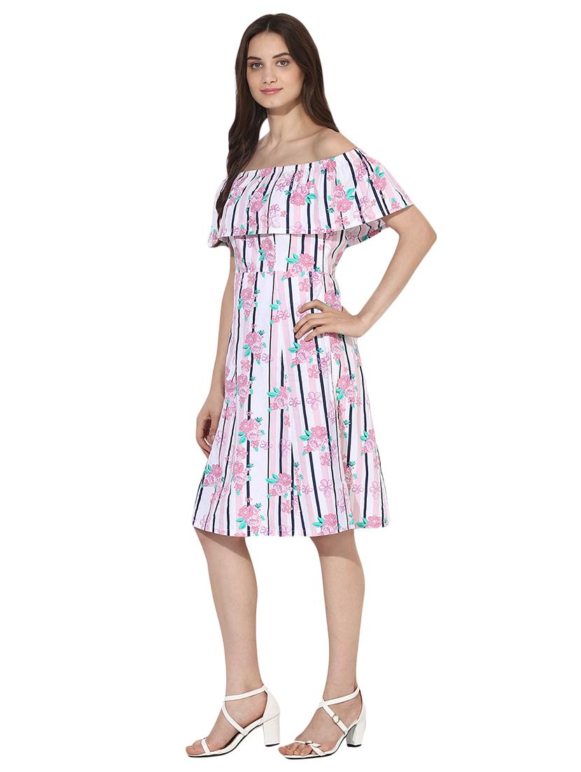 off shoulder printed dress - 15570088 - Zoom Image - 2