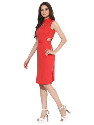front slit cutout detailed dress - 15570123 - Standard Image - 2