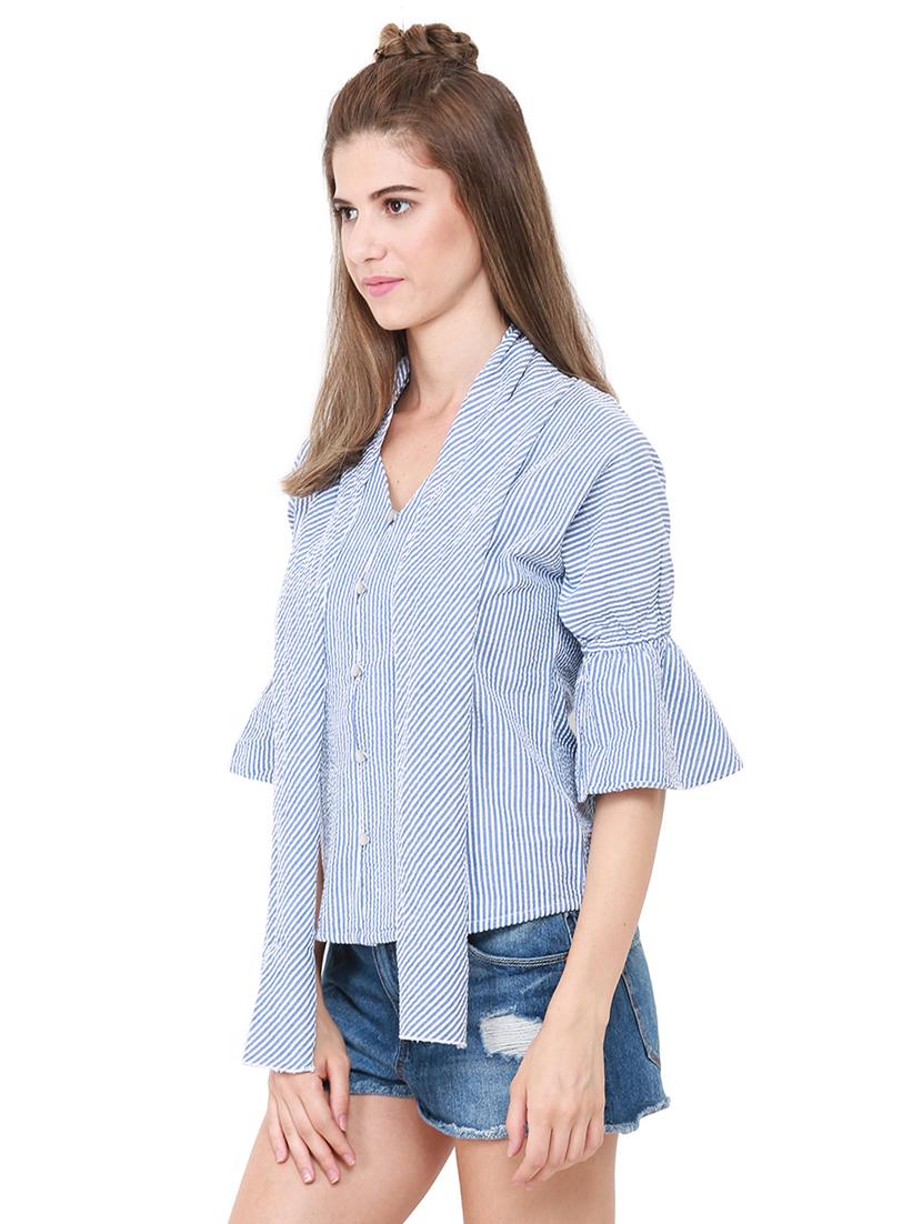 button up striped top - 15570156 - Zoom Image - 2