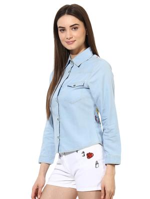 embroidered back denim shirt - 15570159 - Standard Image - 2