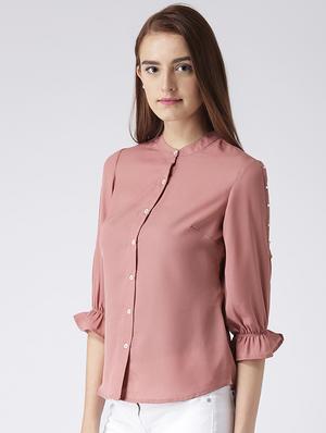 embellished detail cold shoulder shirt - 15572883 - Standard Image - 2