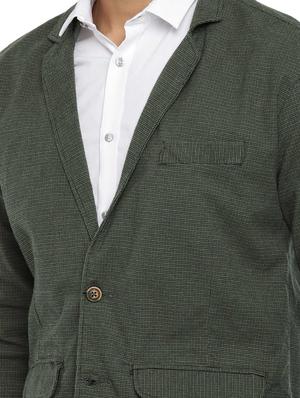 green cotton blend single breasted blazer - 15573020 - Standard Image - 5