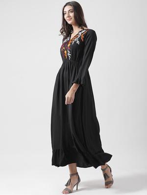 gathered hem embroidered dress - 15574027 - Standard Image - 2