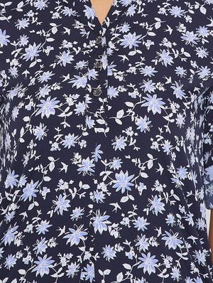 blue crepe straight kurti - 15575945 - Standard Image - 5