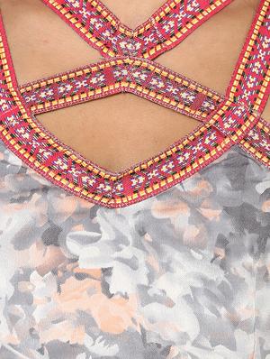 cut out neck printed a-line dress - 15576155 - Standard Image - 5
