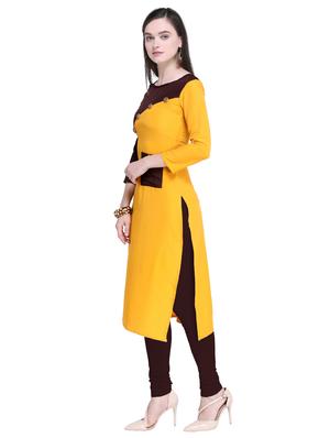 Straight color block kurta - 15577713 - Standard Image - 2