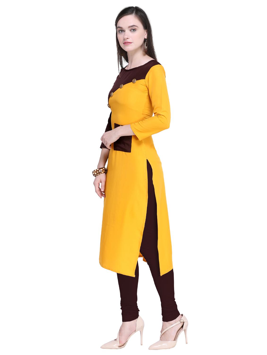 Straight color block kurta - 15577713 - Zoom Image - 2