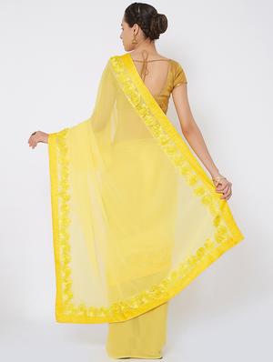 floral embellished border saree with blouse - 15577895 - Standard Image - 2