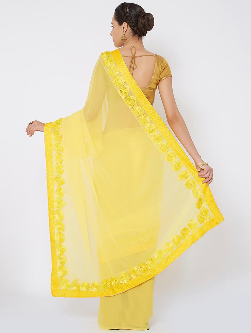 floral embellished border saree with blouse - 15577895 - Zoom Image - 2