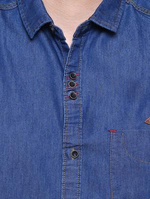 blue denim casual shirt - 15578270 - Standard Image - 5