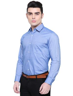 navy blue cotton formal shirt - 15578610 - Standard Image - 2