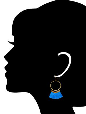blue gold tone tassel earrings - 15579350 - Standard Image - 2