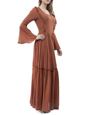 frilled lace detail maxi dress - 15579830 - Standard Image - 2