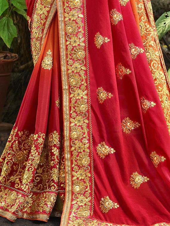 Zari embroidered saree with blouse - 15580703 - Zoom Image - 2