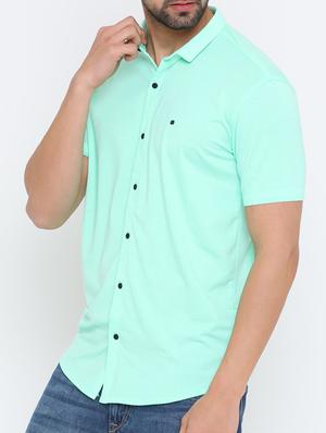 green cotton blend casual shirt - 15580953 - Standard Image - 2