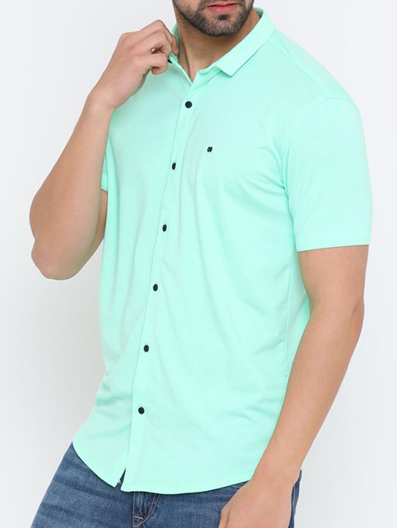 green cotton blend casual shirt - 15580953 - Zoom Image - 2