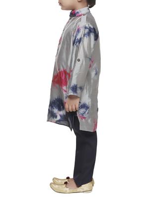 grey silk kurta set - 15581862 - Standard Image - 2
