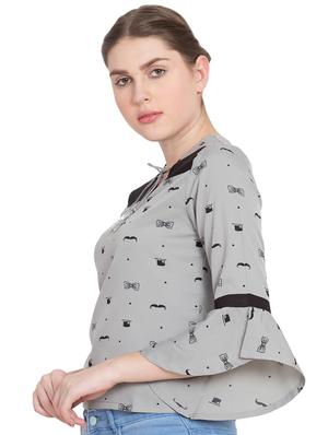 tassel tie-up quirky flute sleeved top - 15583351 - Standard Image - 2