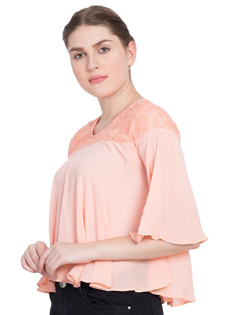 laced yoke bell sleeved flared top - 15583352 - Zoom Image - 2