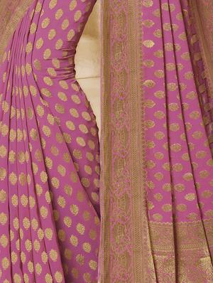 Zari motifs woven saree with blouse - 15583456 - Standard Image - 2