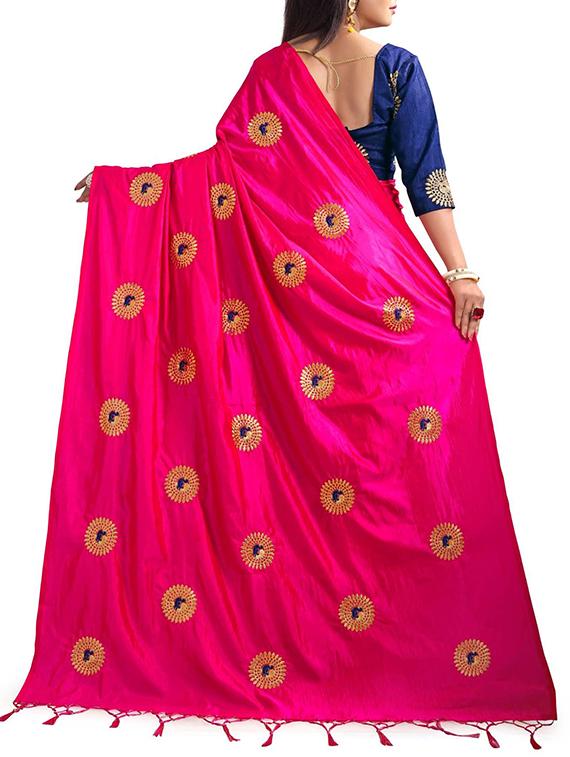 conversational zari embroidered saree with blouse - 15583659 - Zoom Image - 2