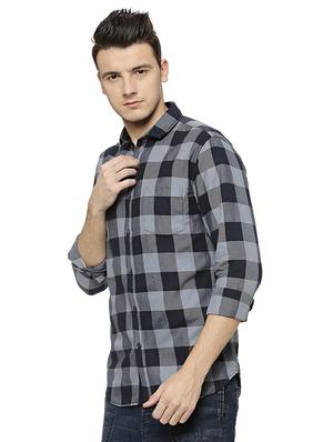 grey cotton casual shirt - 15585080 - Standard Image - 2