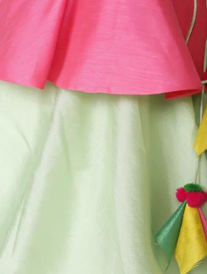 pink satin peplum jacket and lehnga set - 15585109 - Standard Image - 5