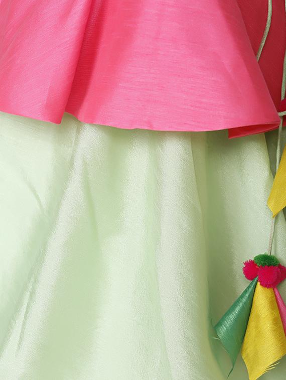 pink satin peplum jacket and lehnga set - 15585109 - Zoom Image - 5