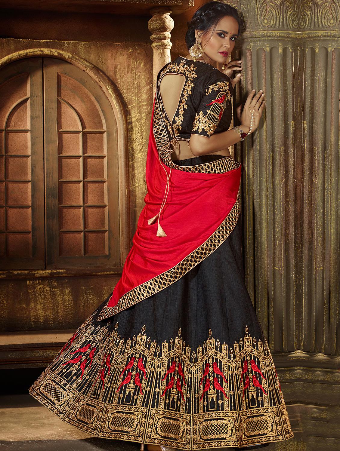 embroidered flared lehenga - 15585333 - Zoom Image - 2