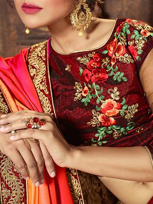 embroidered flared lehenga - 15585336 - Standard Image - 2