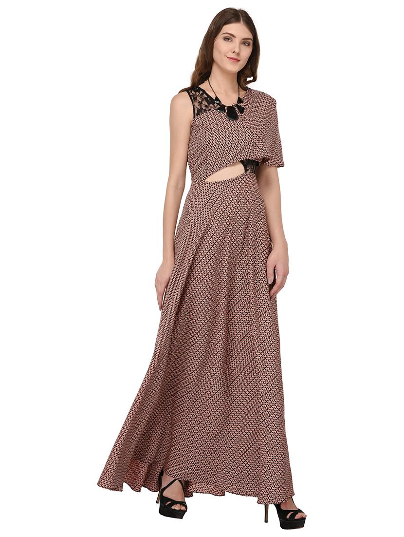 lace panel drop sleeved gown dress - 15586467 - Zoom Image - 2