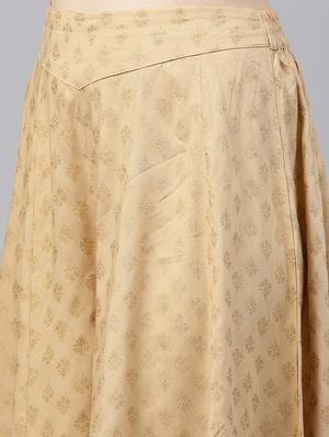 Foil printed chanderi kurta with palazzo set - 15586823 - Standard Image - 5