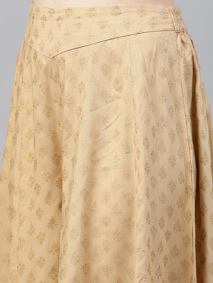 Foil printed chanderi kurta with palazzo set - 15586823 - Zoom Image - 5