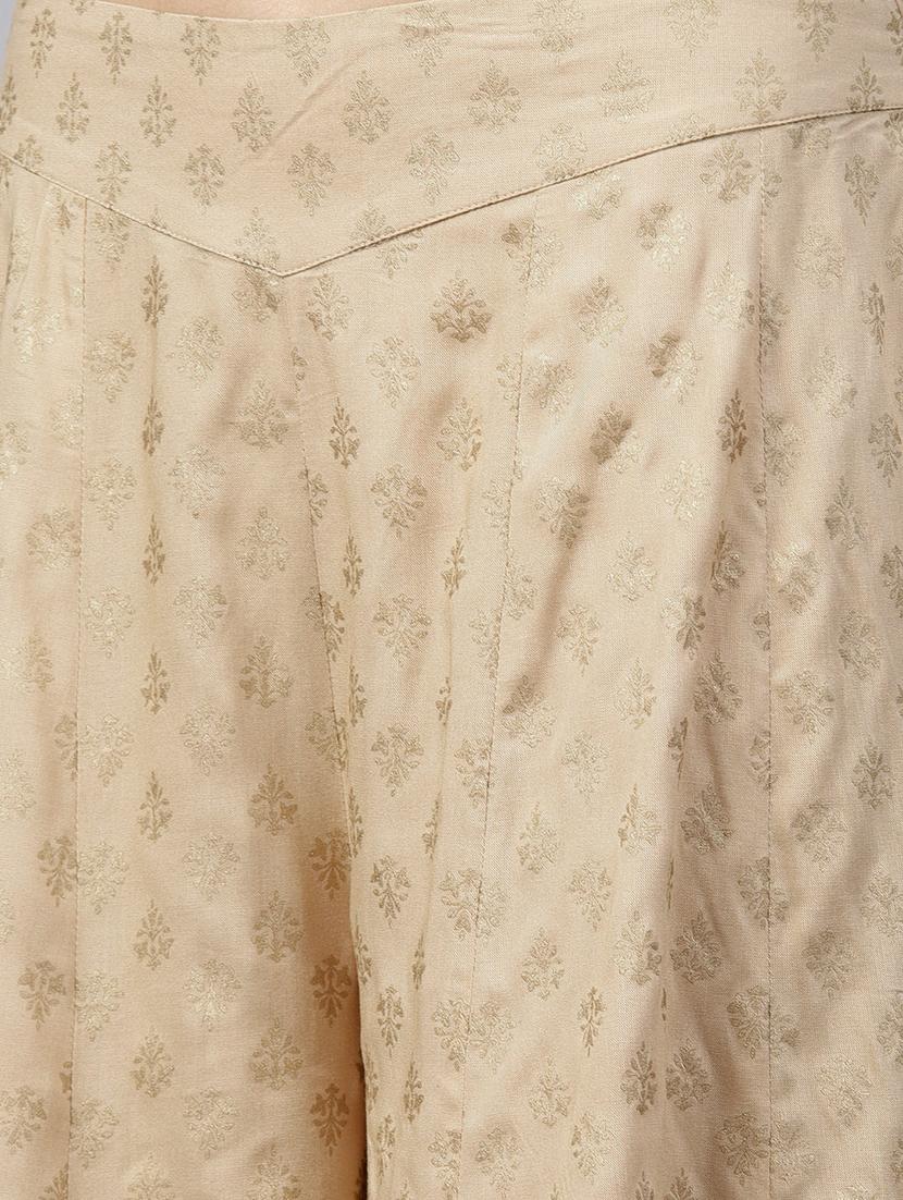 Foil printed chanderi kurta with palazzo set - 15586824 - Zoom Image - 5