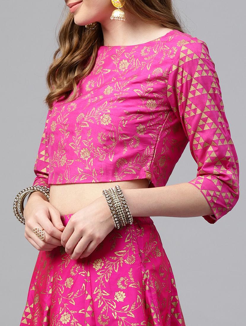 Fuchsia gold printed crop top - 15586869 - Zoom Image - 2