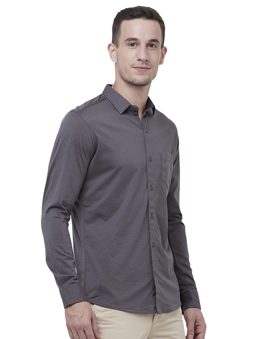 grey solid casual shirt - 15589319 - Zoom Image - 2