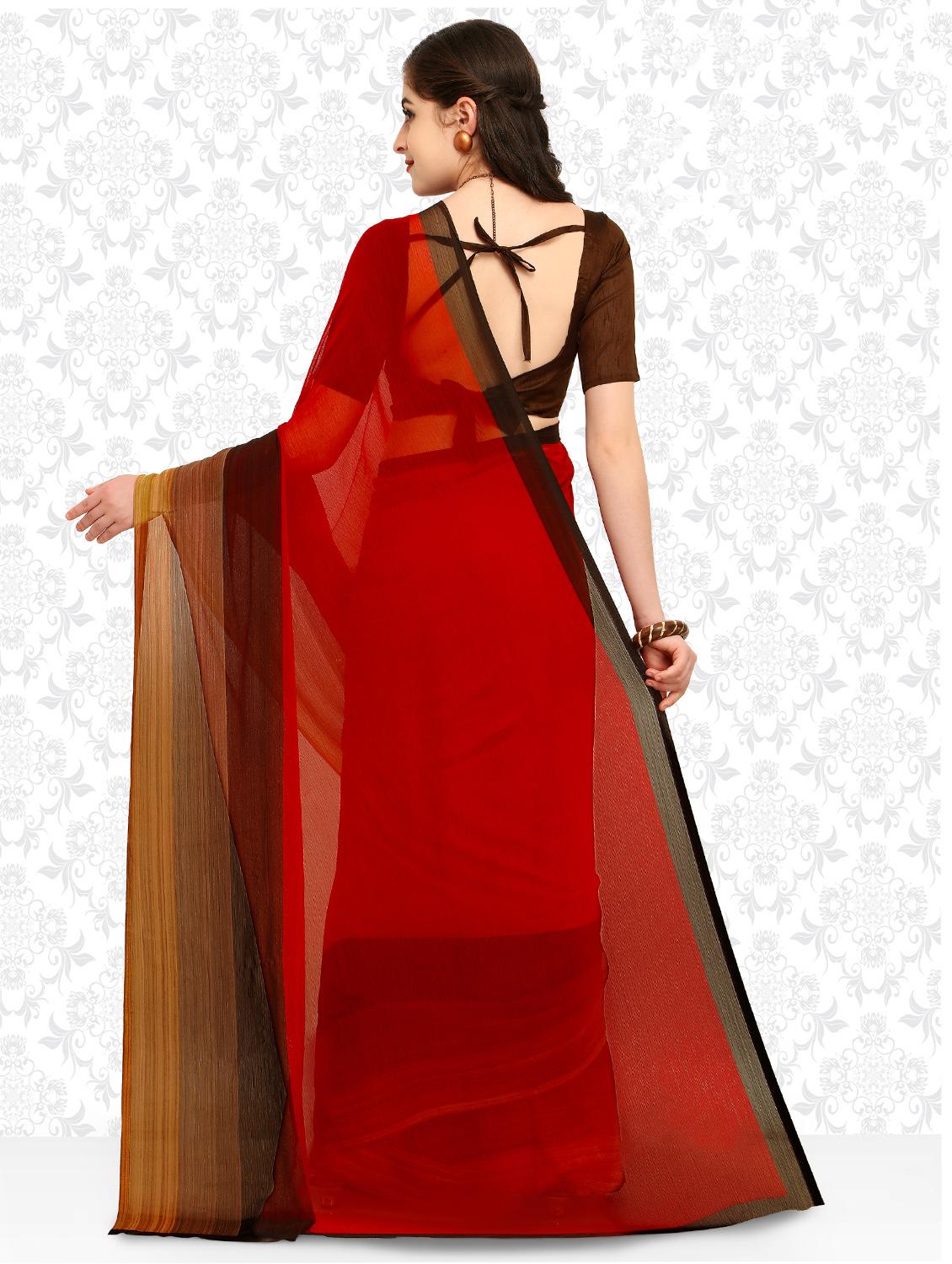 Contrast bordered saree with blouse - 15589486 - Zoom Image - 2