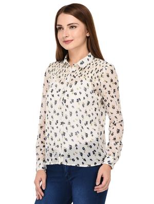 smocking detail ditsy floral shirt - 15591377 - Standard Image - 2