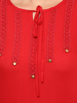 tie up neck lace detail top - 15591391 - Standard Image - 5