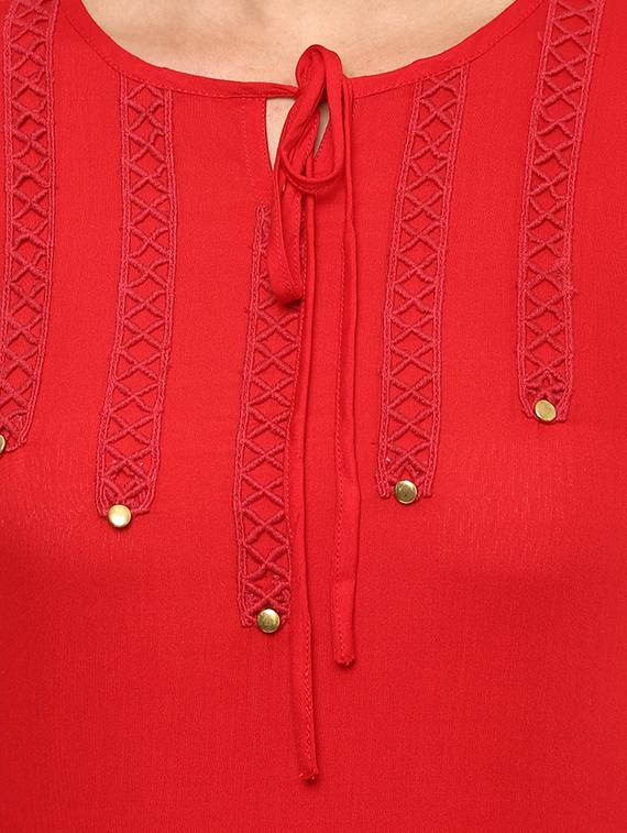 tie up neck lace detail top - 15591391 - Zoom Image - 5