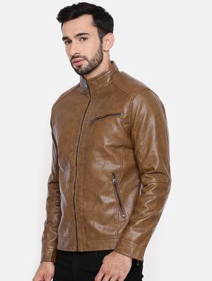 brown leather biker jacket - 15601741 - Standard Image - 2