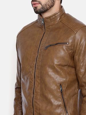 brown leather biker jacket - 15601741 - Standard Image - 5