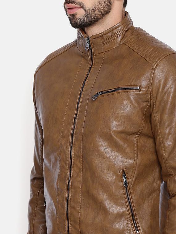 brown leather biker jacket - 15601741 - Zoom Image - 5