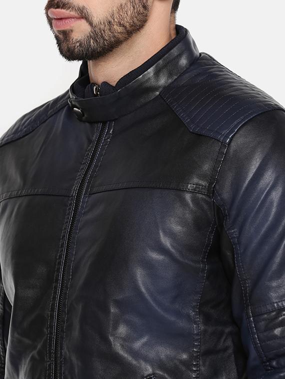 navy blue leather biker jacket - 15601752 - Zoom Image - 5