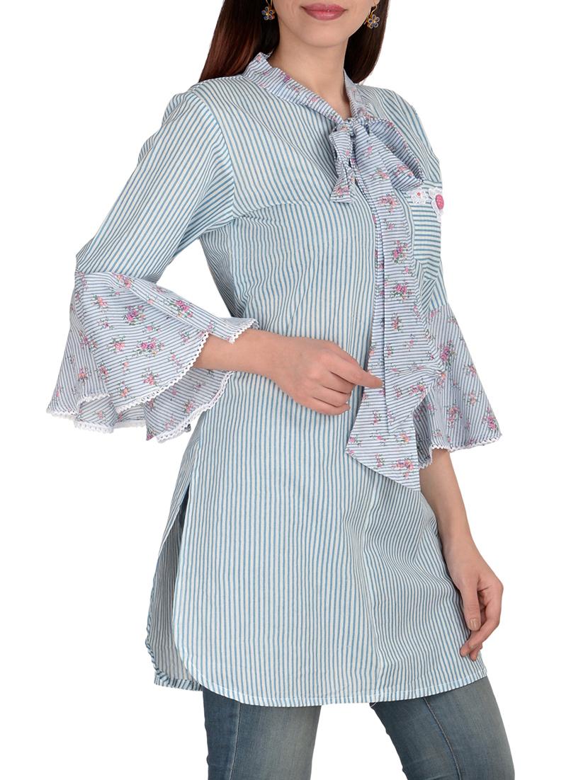 Bell sleeves a-line stripes kurti - 15602227 - Zoom Image - 2