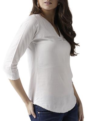 yoke smocking detail notch collar top - 15603989 - Standard Image - 2