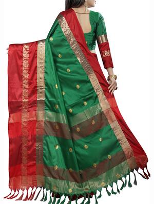 Zari motifs woven saree with blouse - 15604162 - Standard Image - 2