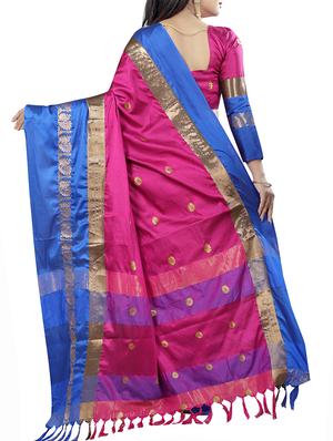 Zari motifs woven saree with blouse - 15604163 - Standard Image - 2